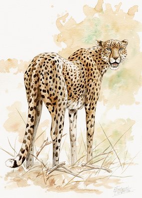 Cheetah Watercolor Gallery | African Wildlife Watercolor Art